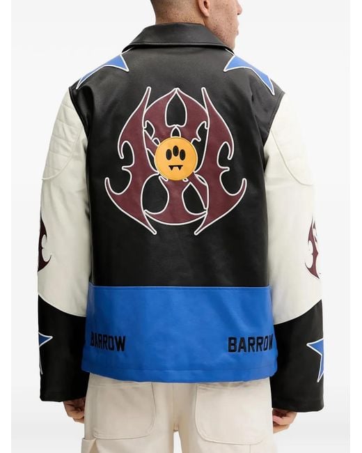 Barrow Black Panelled Graphic-Print Jacket