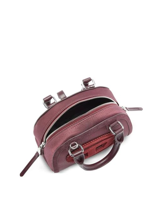 DIESEL Purple Style Mini Rolled-Handle Shoulder Bag With Oval D-Paint Patch, Button Tab, Removable Strap