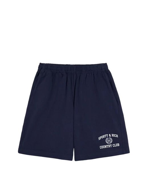Sporty & Rich Blue Drawstring Track Shorts for men
