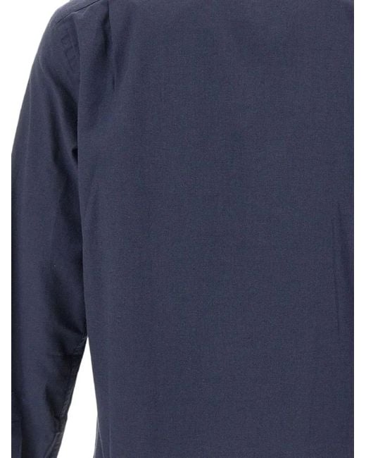 Paul & Shark Blue Check-Patterned Insert Chest-Pocket Shirt for men