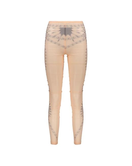 Alberta Ferretti White Geometric-Print Regular-Length Leggings