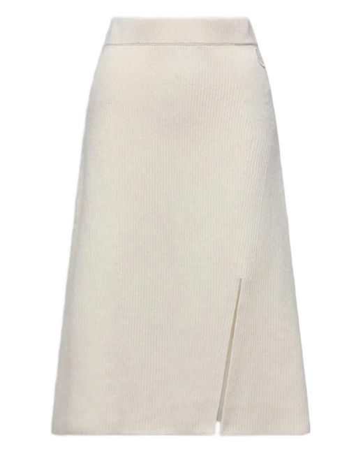 Falda Midi Con Abertura Lateral Moncler de color White