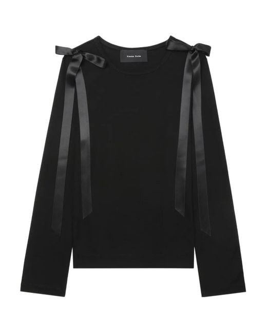 Simone Rocha Black Ribbon-Detail Long-Sleeve T-Shirt