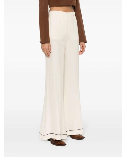 Prada White High-Waisted Flared Silk Trousers