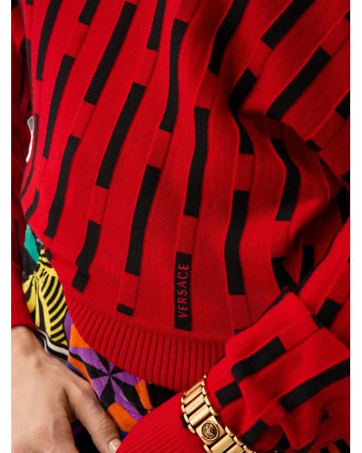 Versace Embroidered-Logo Wool Knit Jumper