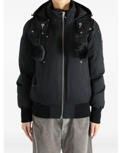 Moose Knuckles Black Hooded Pompom Jacket