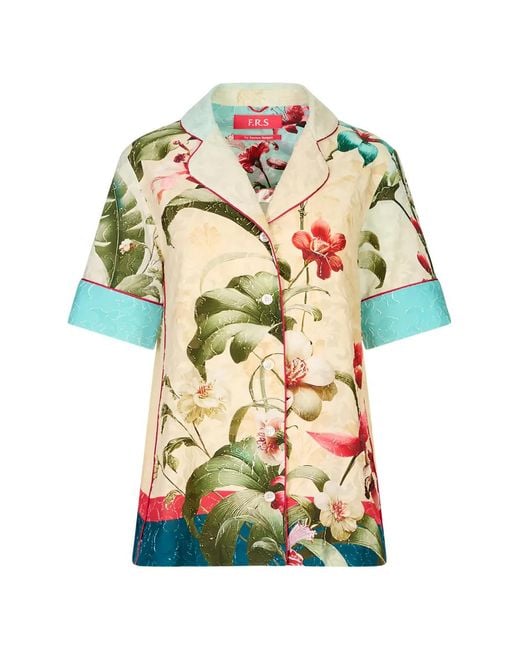 F.R.S For Restless Sleepers White Bendis Floral-Print Fil-Coupé Shirt