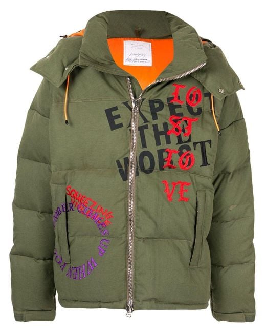 READYMADE Green Oversized Graphic-print Puffer Jacket for men