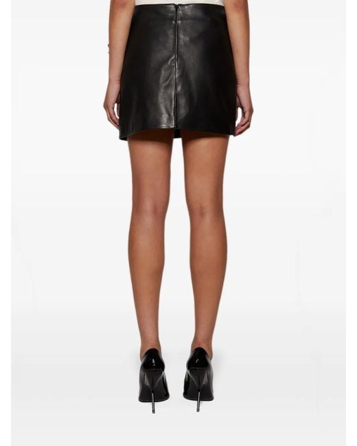 Magda Butrym Leren Mini-Rok Met Bloemapplicatie in het Black
