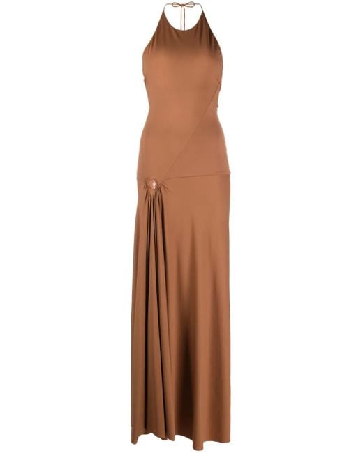 V:PM ATELIER Brown Tori Halterneck Gown