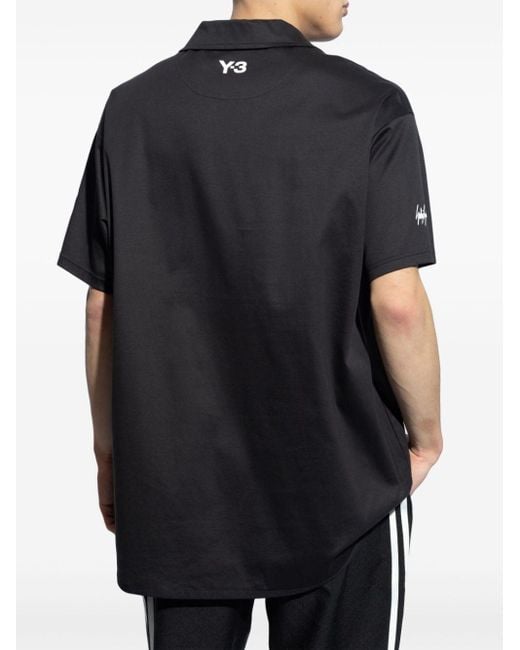 Y-3 Black Rm Short-sleeved Cotton Polo Shirt for men