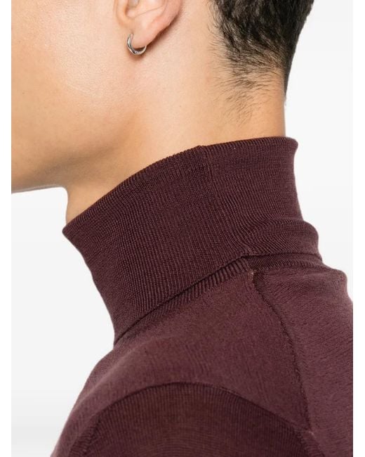 Canali Purple Roll-Neck Long-Sleeve Sweater for men
