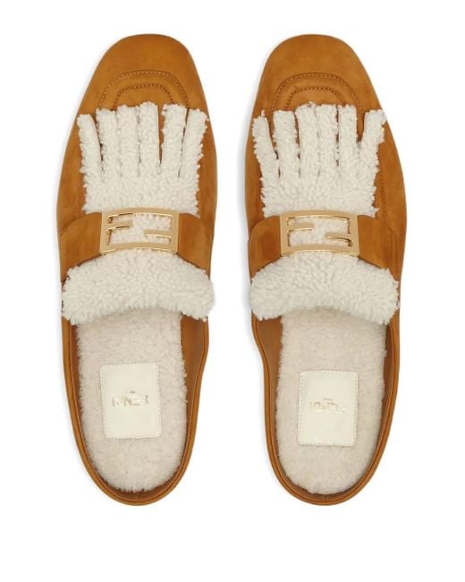 Fendi Brown Leather Flat Sandals