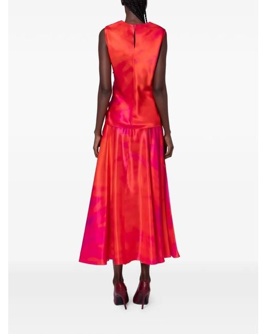 Roksanda Red Kiara Ruffled Printed Top