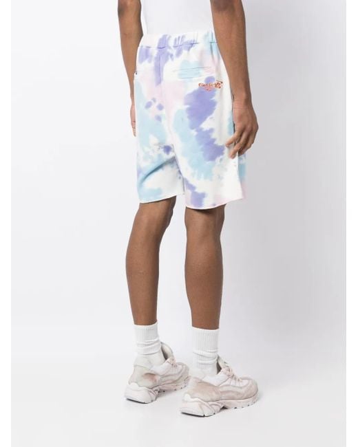 Palmier Blue Tie-Dye Cotton Shorts for men