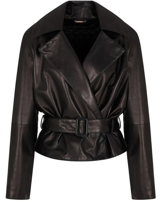 Giorgio Armani Black Belted Leather Jacket
