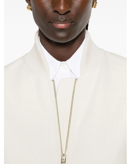 Sportmax White Ribbed-Trim Zip-Up Jacket