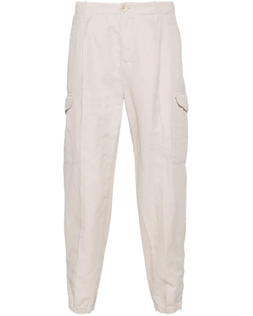 Brunello Cucinelli White Slub-texture Cargo Pants for men