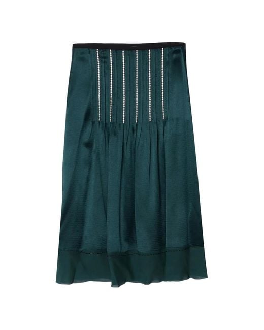 3.1 Phillip Lim Green Crystal-Inlay Slip Midi Skirt