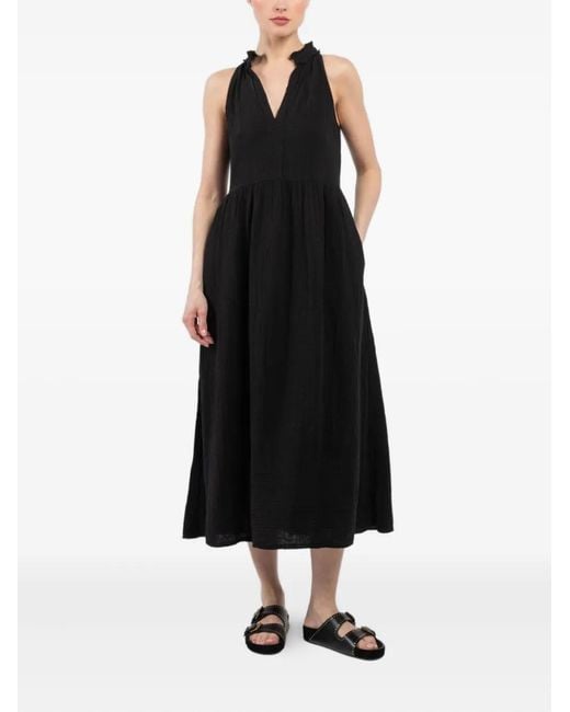 Xirena Black Frill-Neck Sleeveless Dress