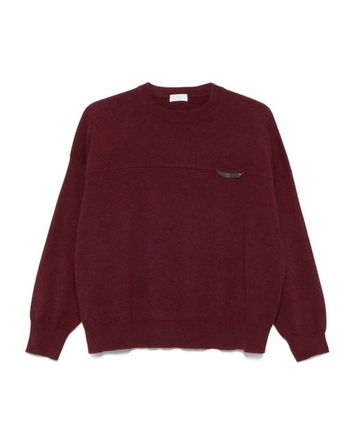 Top con cuentas Monili Brunello Cucinelli de color Red