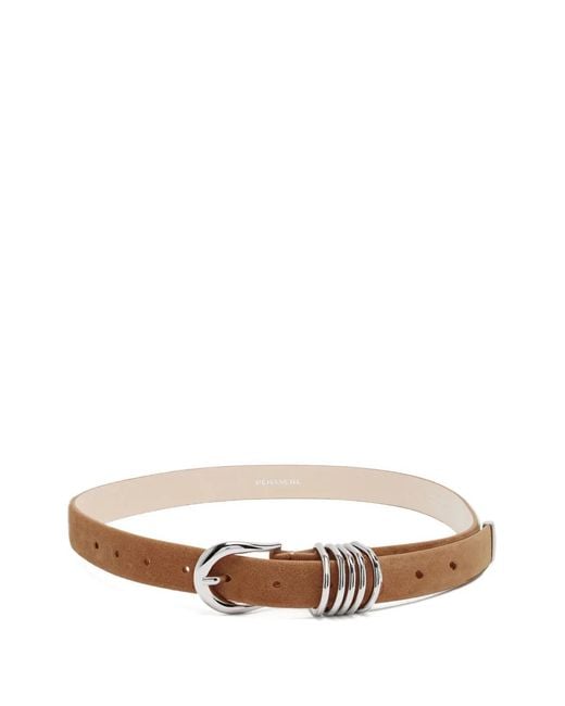 DEHANCHE White Ring-Detail Suede Belt
