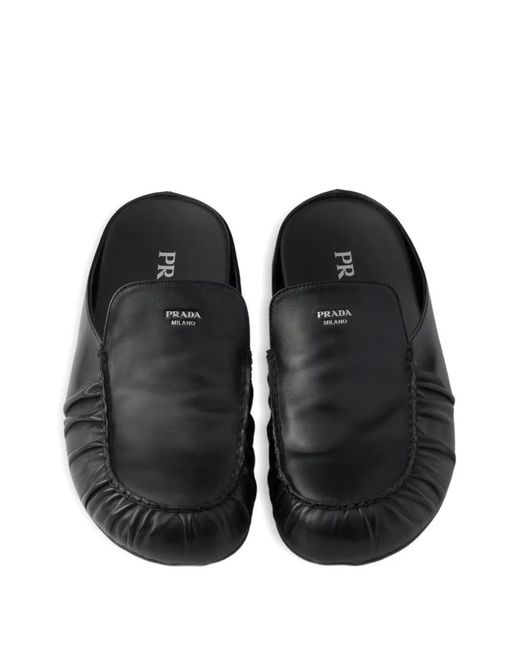 Prada Black Mules En Cuir for men