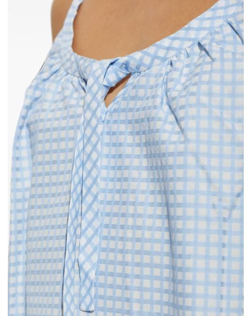 Posse Blue Lila Gingham Tie-Fastening Top