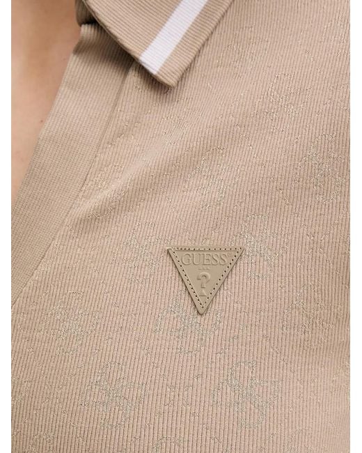 Guess Natural 4G Logo-Patterned Polo-Collar Mini Dress