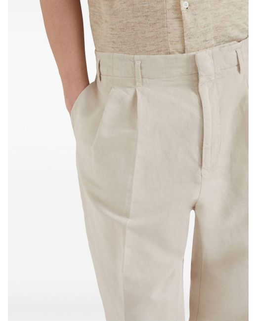 Brunello Cucinelli White Tapered Tailored Trousers for men