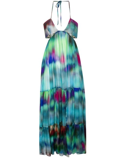 Alexandre Vauthier Blue Silk Flared Dress