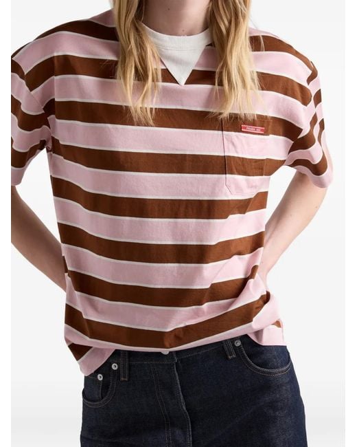 Prada Red Bayadere Striped Pocket T-Shirt