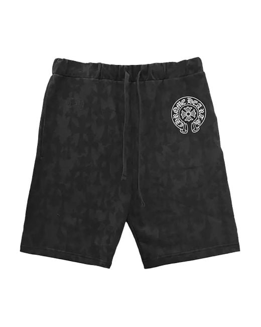 Chrome Hearts Black Monogram Horseshoe Logo Shorts for men