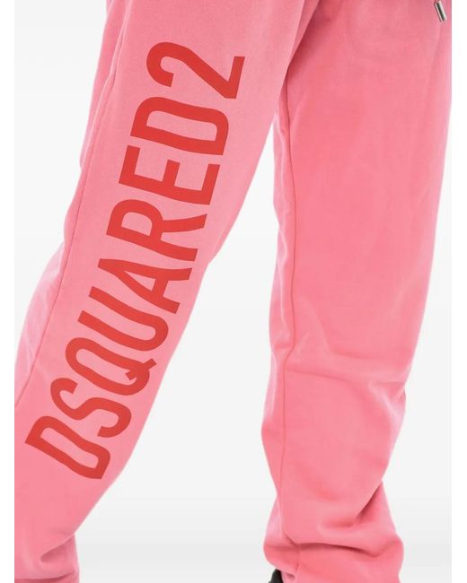 DSquared² Pink Logo-Print Track Pants for men