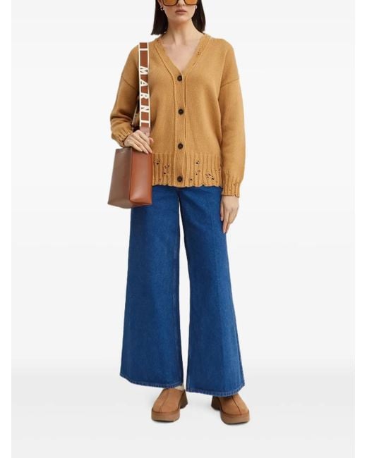 Marni Natural Button Distressed Cardigan