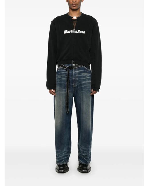 Martine Rose Shrunken Zip-Up Sweatshirt in Black | Lyst