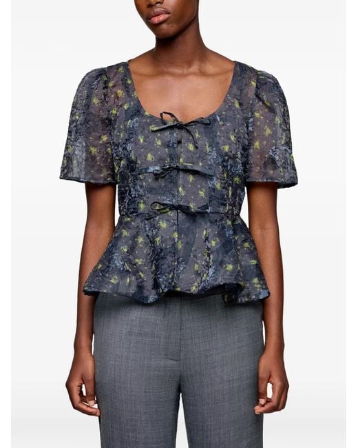 Ganni Blue Peplum Blouse