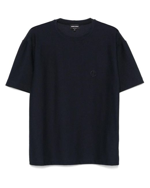 メンズ Giorgio Armani テクスチャード Tシャツ Black