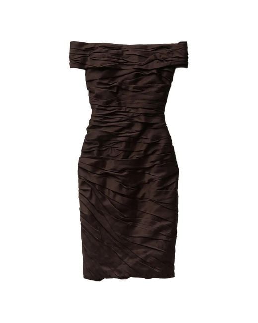 Versace Black Draped Envers-Satin Off-Shoulder Midi Dress