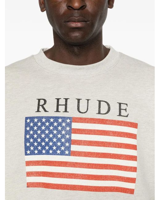 Rhude White Flag-Print Sweatshirt for men