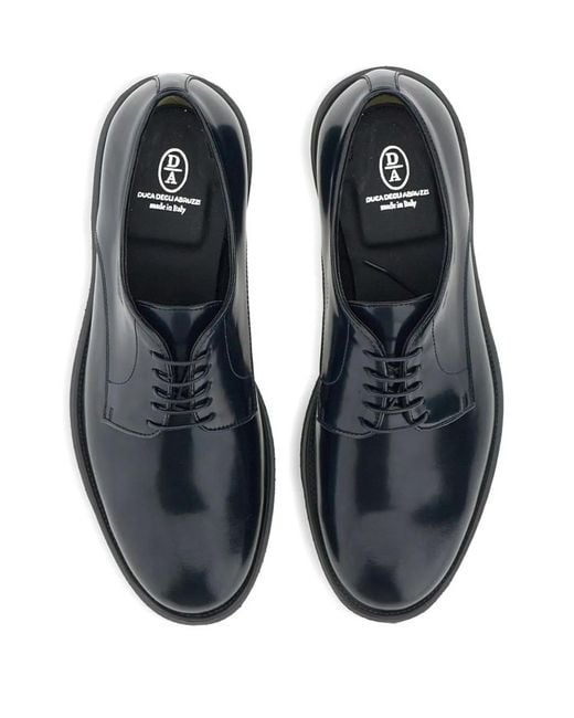 Duca Degli Abruzzi Blue Lace-Up Leather Derby Shoes for men