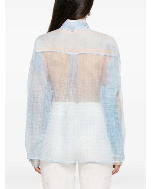 Ermanno Scervino Blue Check-Print Buttoned Shirt