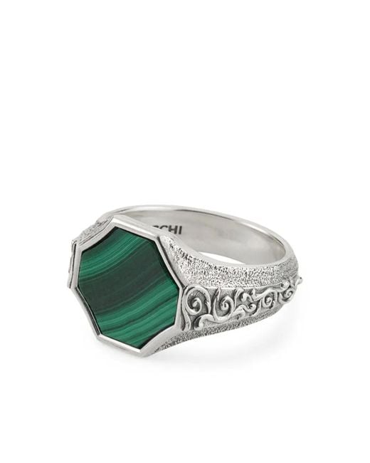 Emanuele Bicocchi Green Brushed-Finish Ring