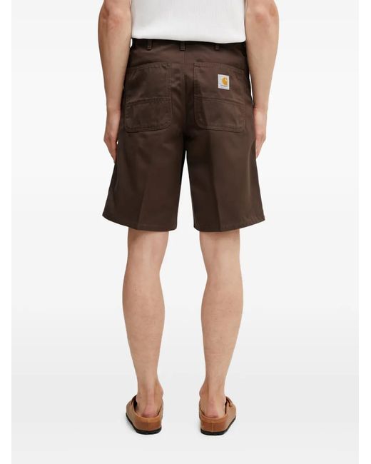 Carhartt Brown Simple Logo-Patch Shorts for men