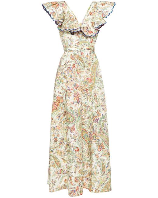 Etro Katoenen Maxi-jurk Met Paisley-print in het Metallic