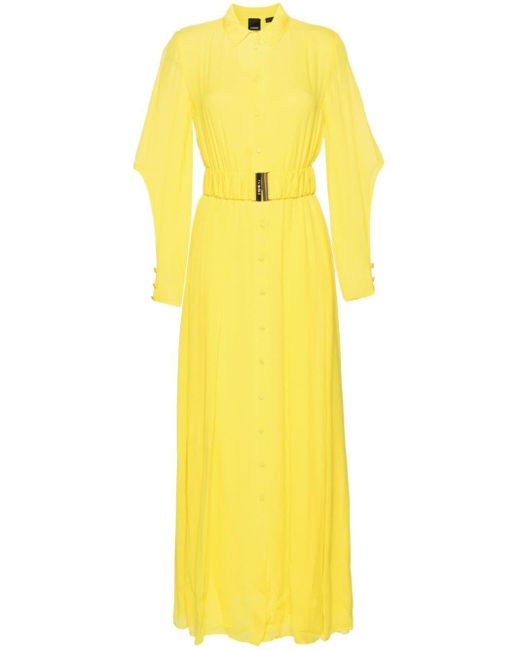 Pinko Yellow Pleat-detail Maxi Dress