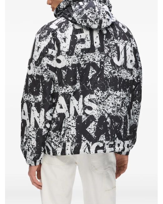 Karl Lagerfeld Black Logo-Print Hooded Jacket for men