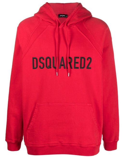 DSquared² Raised-logo Drawstring Hoodie in het Red voor heren