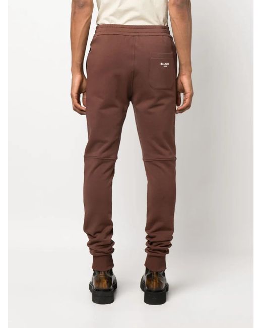 Balmain Brown Logo-Print Track Pants for men