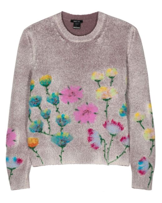 Avant Toi Pink Floral Intarsia-knit Jumper